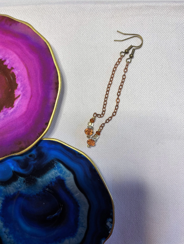 Amber Crystal Chain Drop Earrings Amber Crystal Chain Drop Earrings