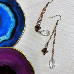 Bronze & Crystal Drop Earrings