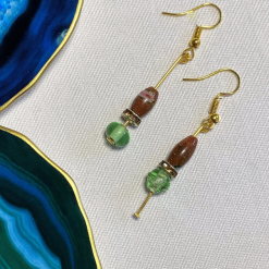 Bronze & Green Drop Earrings