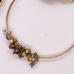 Freshwater Pearl & Crystal Gold Tone Adjustable Bangle