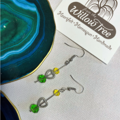 Green Heart Drop Earrings