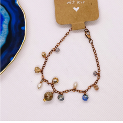 Hand Beaded Bronze Chain Bracelet
