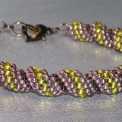 Chartreuse and Mauve Cellini Spiral Bracelet