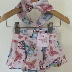 Groovy Bluey baby / toddler skirt with matching bow