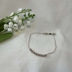'TIZ' Branded Sterling Silver Beaded Bracelet