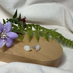 White Pearl and Simulated Diamond Stud Earrings Sterling Silver