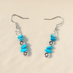 A Beautiful Pair of Malachite Gemstone and Silver Poppies Dangle Earrings 1 A Beautiful Pair of Malachite Gemstone and Silver Poppies Dangle Earrings 1