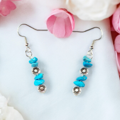 A Beautiful Pair of Malachite Gemstone and Silver Poppies Dangle Earrings 2 A Beautiful Pair of Malachite Gemstone and Silver Poppies Dangle Earrings 2