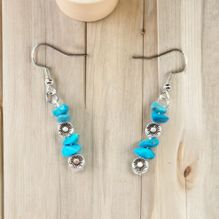 A Beautiful Pair of Malachite Gemstone and Silver Poppies Dangle Earrings 3 A Beautiful Pair of Malachite Gemstone and Silver Poppies Dangle Earrings 3