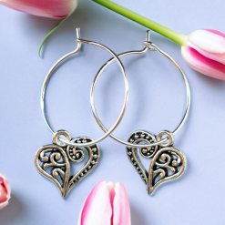 A Beautiful Pair of Silver Heart Hoop Earrings 1 A Beautiful Pair of Silver Heart Hoop Earrings 1