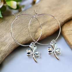 A Beautiful Pair of Silver Shamrock Hoop Earrings 4