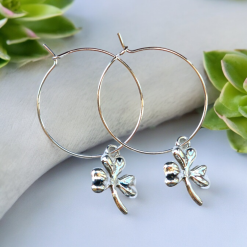 A Beautiful Pair of Silver Shamrock Hoop Earrings 3