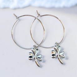A Beautiful Pair of Silver Shamrock Hoop Earrings 2