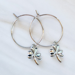 A Beautiful Pair of Silver Shamrock Hoop Earrings 1
