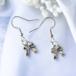 A Beautiful Pair of Silver Bow Drop Hook Earrings 4