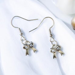 A Beautiful Pair of Silver Bow Drop Hook Earrings 3