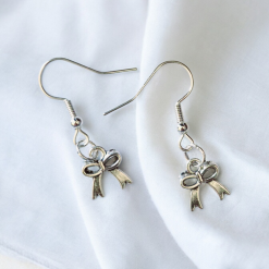 A Beautiful Pair of Silver Bow Drop Hook Earrings 1