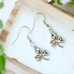 A Beautiful Pair of Silver Shamrock Drop Hook Earrings