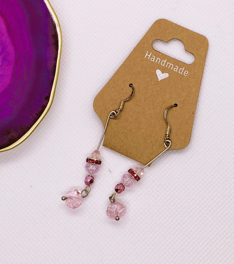 Pink Crystal Drop Earrings Pink Crystal Drop Earrings