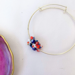 Red, White & Blue Silver Tone Bracelet