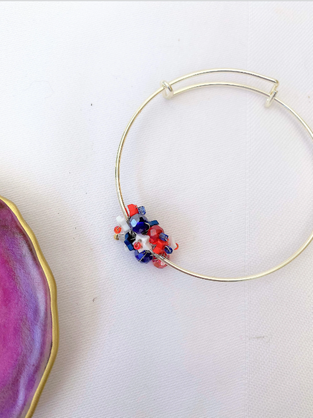 Red, White & Blue Silver Tone Bracelet Red, White & Blue Silver Tone Bracelet