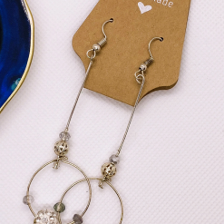 Rhinestone Silver Drop Earrings