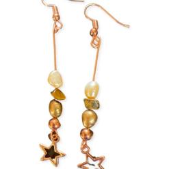 Rose Gold Paua Shell & Freshwater Pearl Drop Earrings