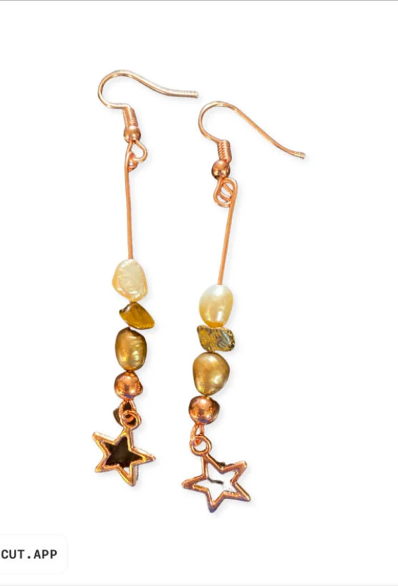 Rose Gold Paua Shell & Freshwater Pearl Drop Earrings Rose Gold Paua Shell & Freshwater Pearl Drop Earrings