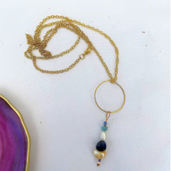 Sea Foam Gold Tone Charm Necklace