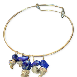 Silver Tone Adjustable Lapiz Lazuli Charm Bracelet
