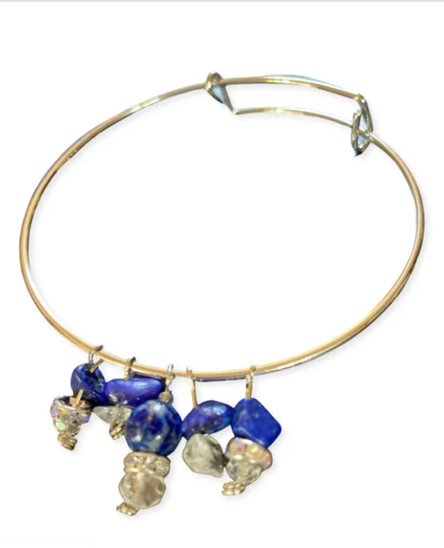 Silver Tone Adjustable Lapiz Lazuli Charm Bracelet Silver Tone Adjustable Lapiz Lazuli Charm Bracelet