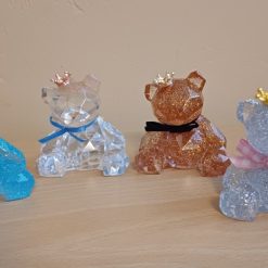 Handmade Resin Bronze Glitter Geometric sitting Teddy Bear Keepsake 2