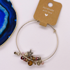 Topaz & Crystal Silver Tone Adjustable Bangle