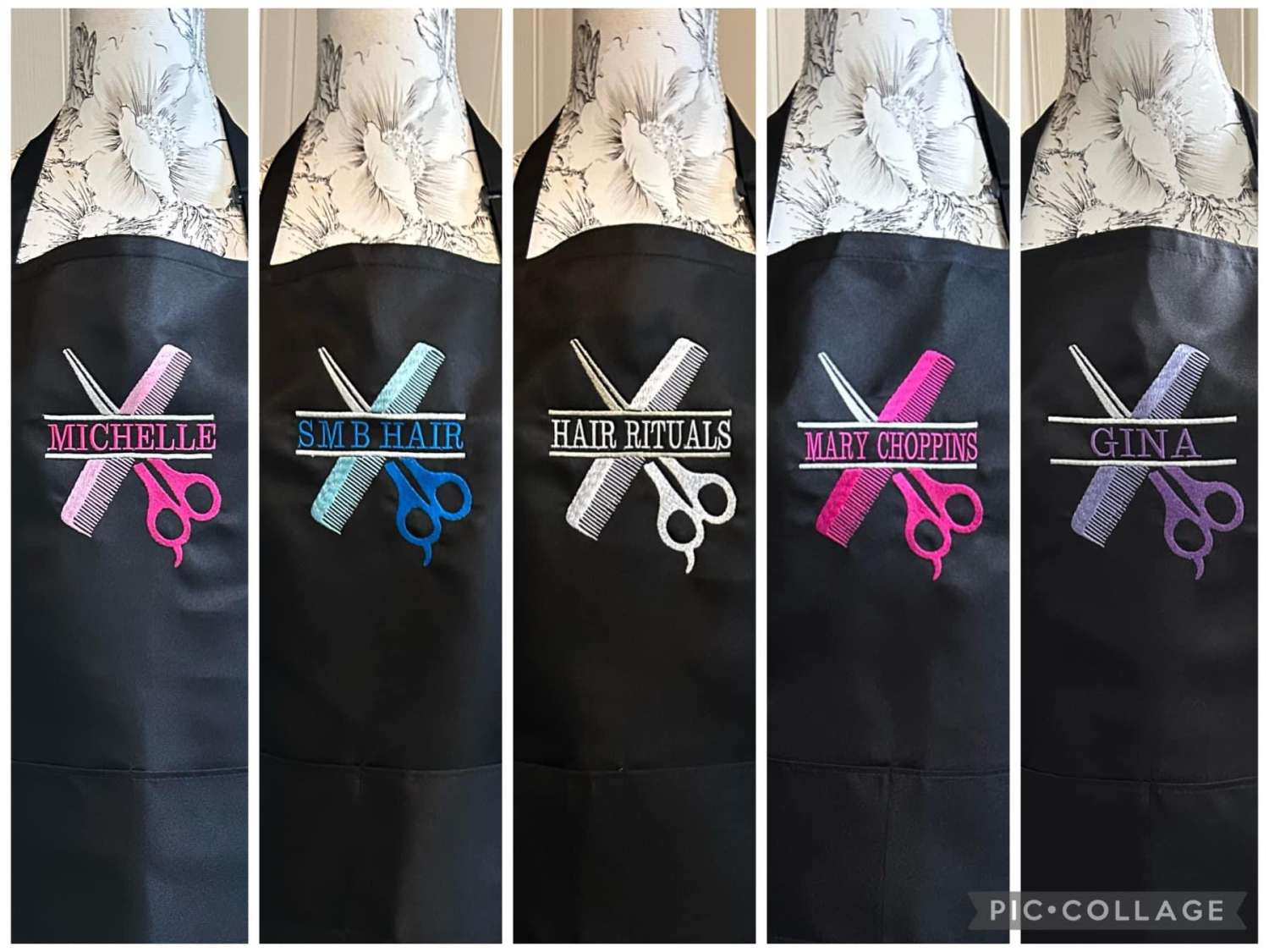 Personalised Embroidered Hairdresser Apron Name In Design Personalised Embroidered Hairdresser Apron Name In Design