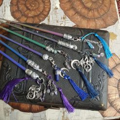 Hair Wands silver peacocks