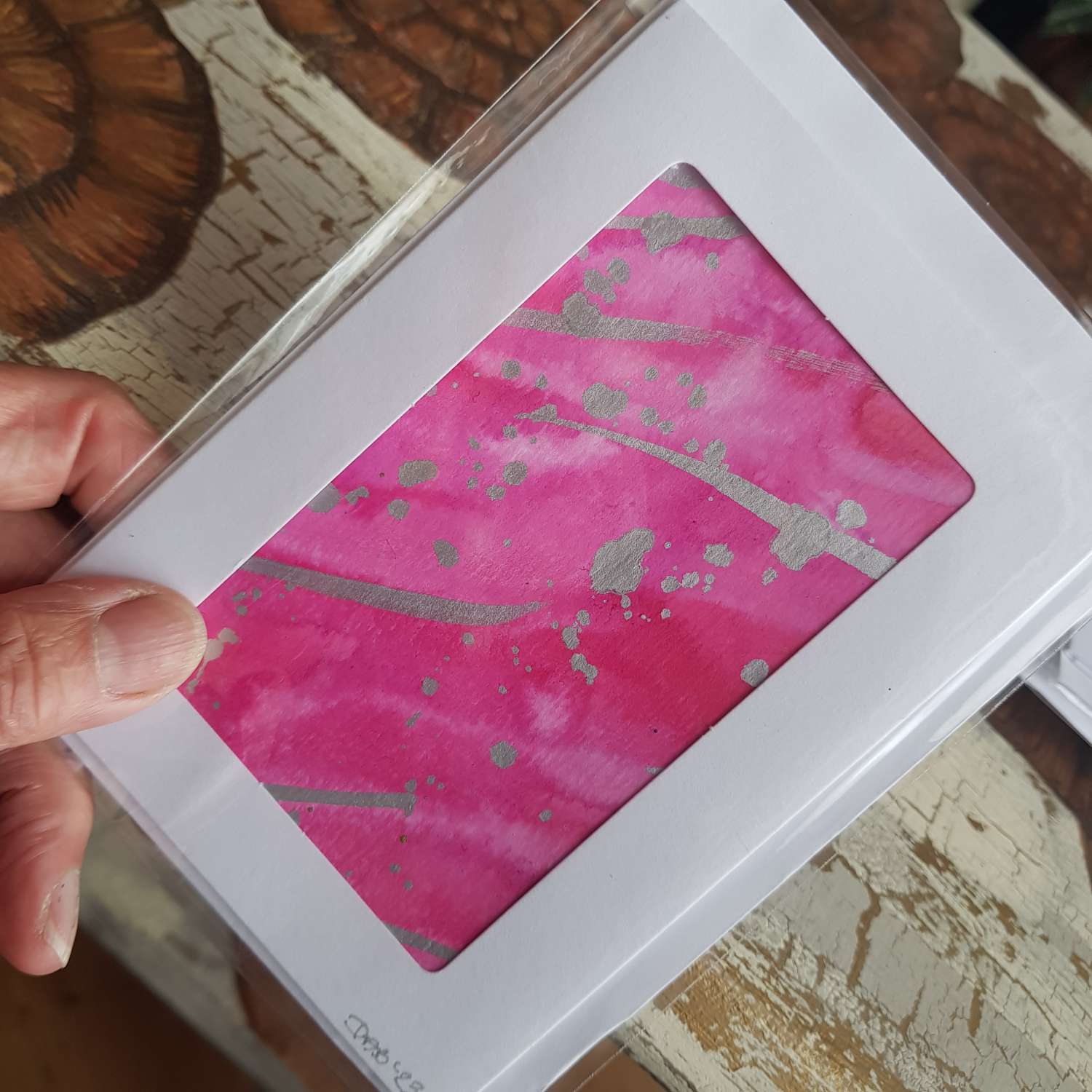 Handpainted cards pinks Handpainted cards pinks