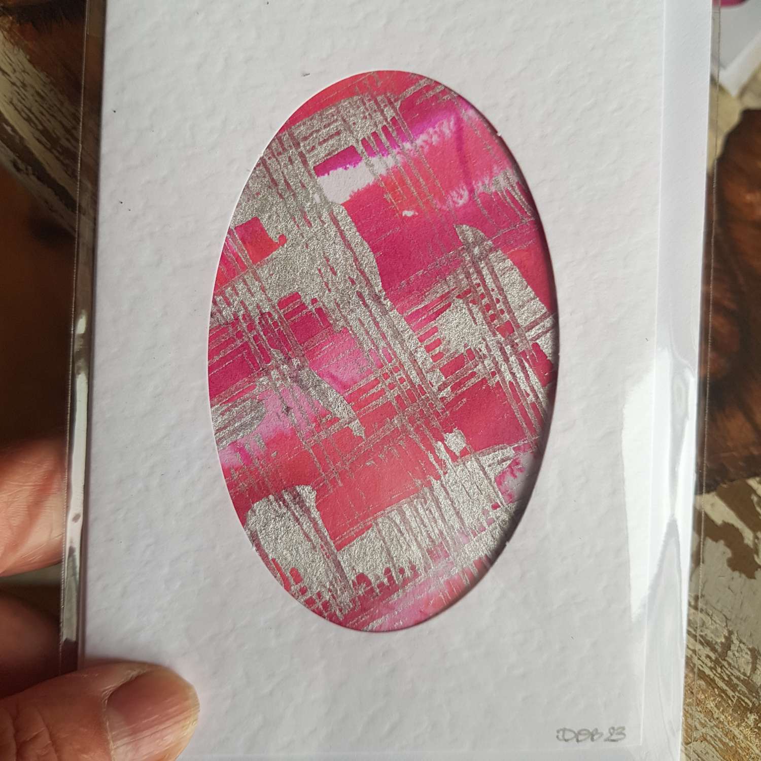 Handpainted cards pinks Handpainted cards pinks