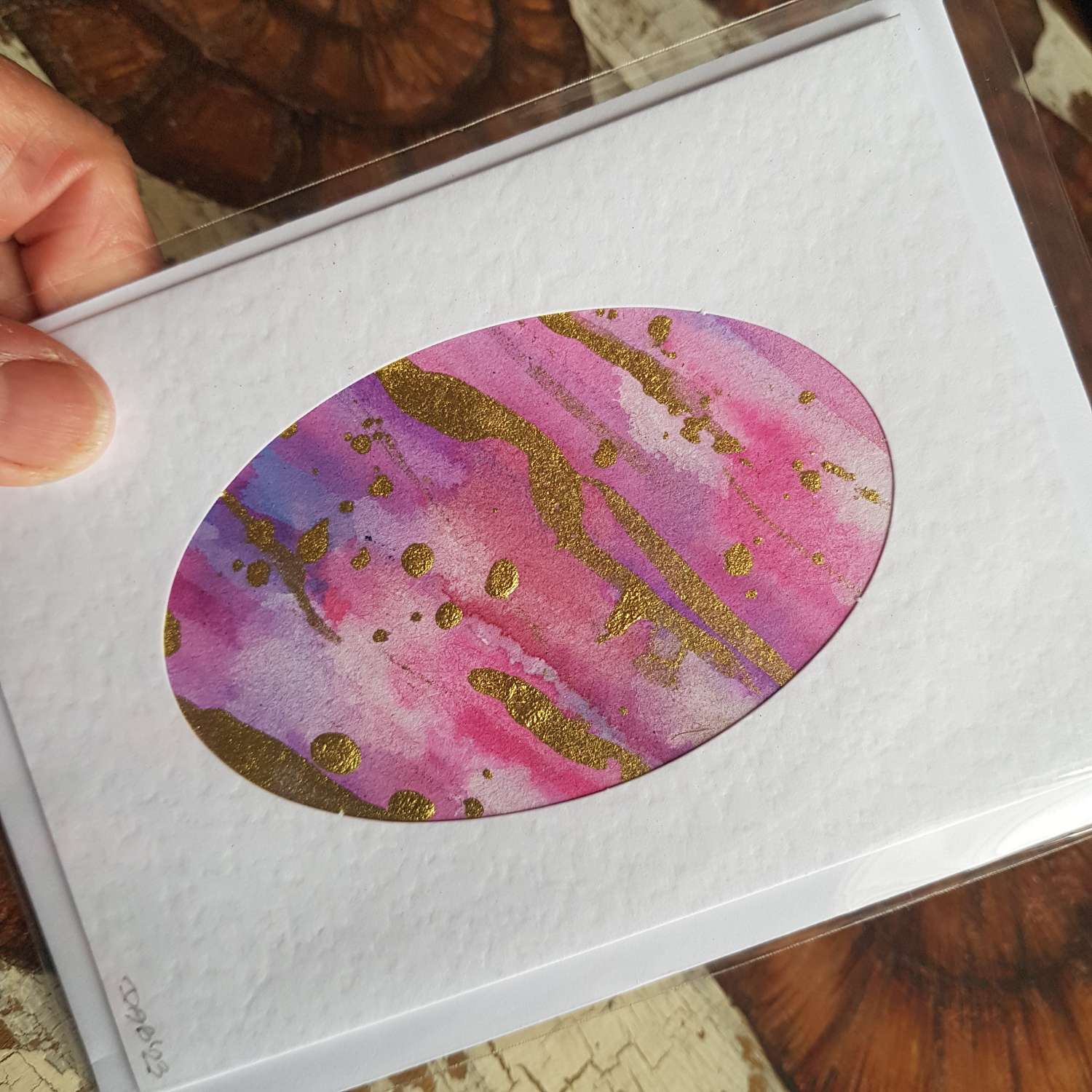Handpainted cards pinks Handpainted cards pinks