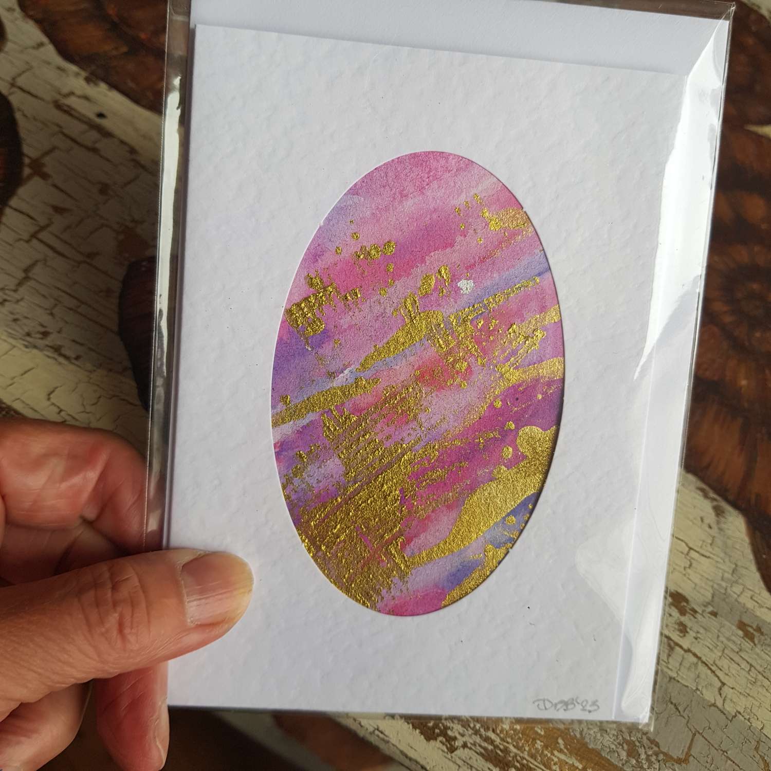 Handpainted cards pinks Handpainted cards pinks