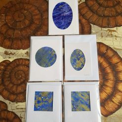 Handpainted cards dark blues