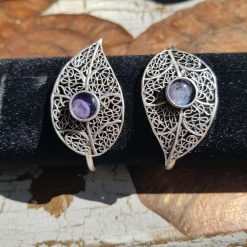 Leaf shaped bangles glass cabochon