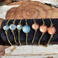 Glass cabochon bracelets reds or blues