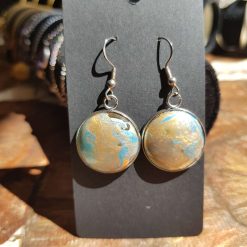 Glass cabochons blues & gold Earrings