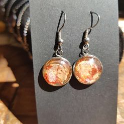 Glass cabochon in red & gold Earrings