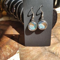 Glass cabochon blue & gold Earrings