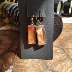 Glass cabochons red & gold Earrings