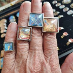 Magical marbled square Adjustable rings