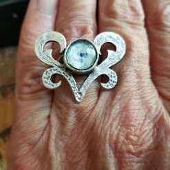 Adjustable art nouveau style silver plated ring