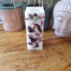 Wax Vase Small Square Container White With Dried Flower Decoration