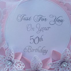Luxury Handmade Pretty Pink & White with flower spray & bow - Aged Birthday Card - please select age 4 Luxury Handmade Pretty Pink & White with flower spray & bow - Aged Birthday Card - please select age 4